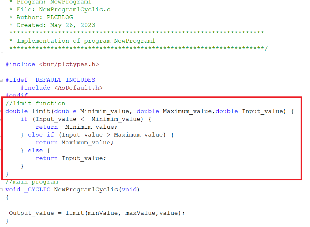 create a limit function in ANSI C